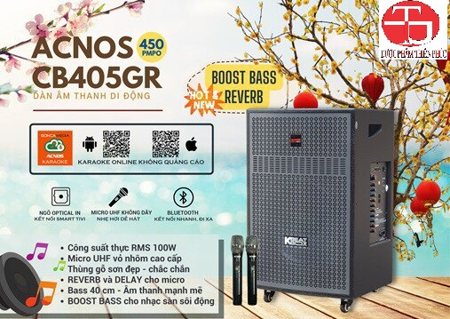 [HCM] Loa kéo Acnos KBeatbox CB4050GR Bluetooth Loa gỗ bass 4 tấc - Chính Hãng Acnos - Công Ty Thiên Phúc