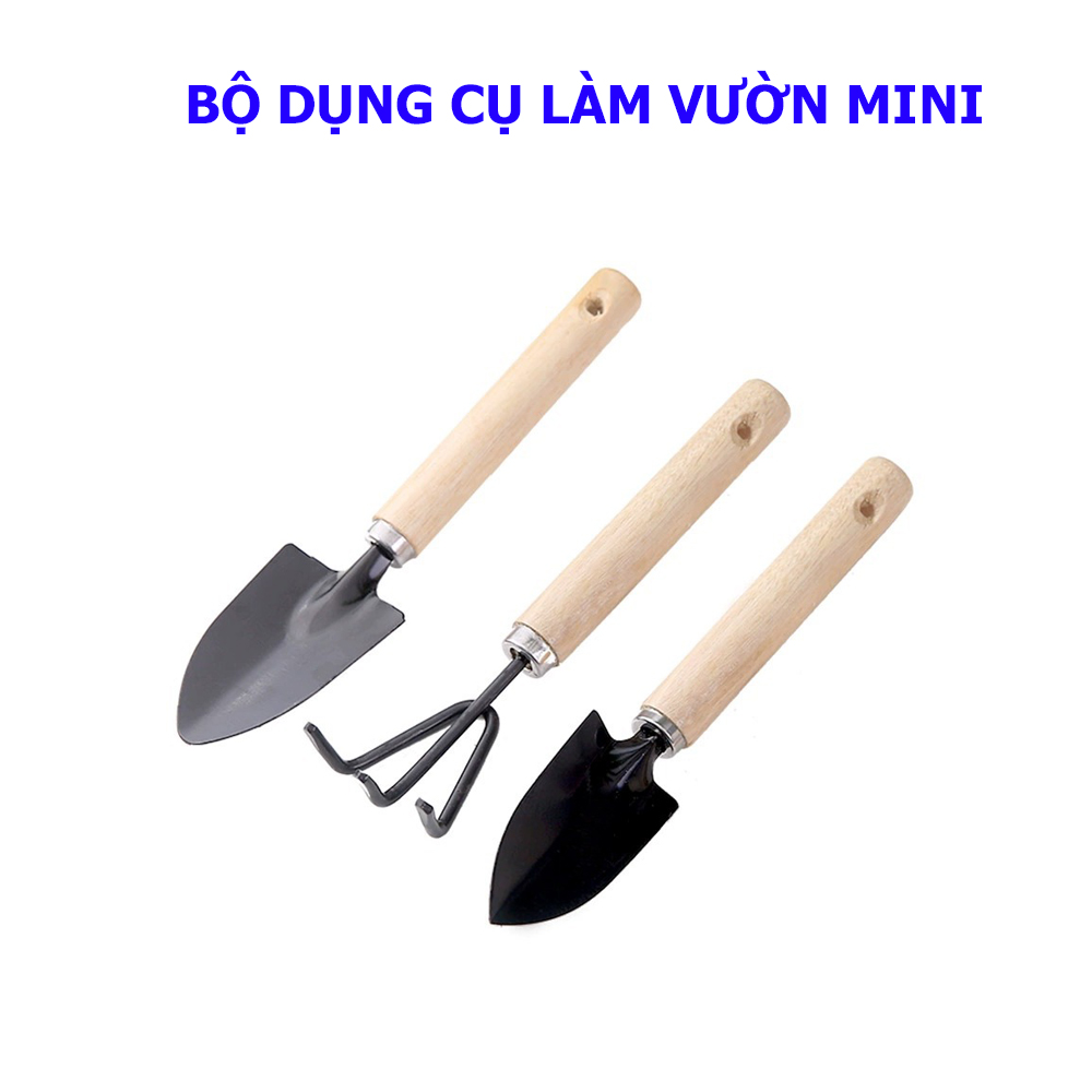 Bộ 3 dụng cụ làm vườn xẻng, xới,cào mini