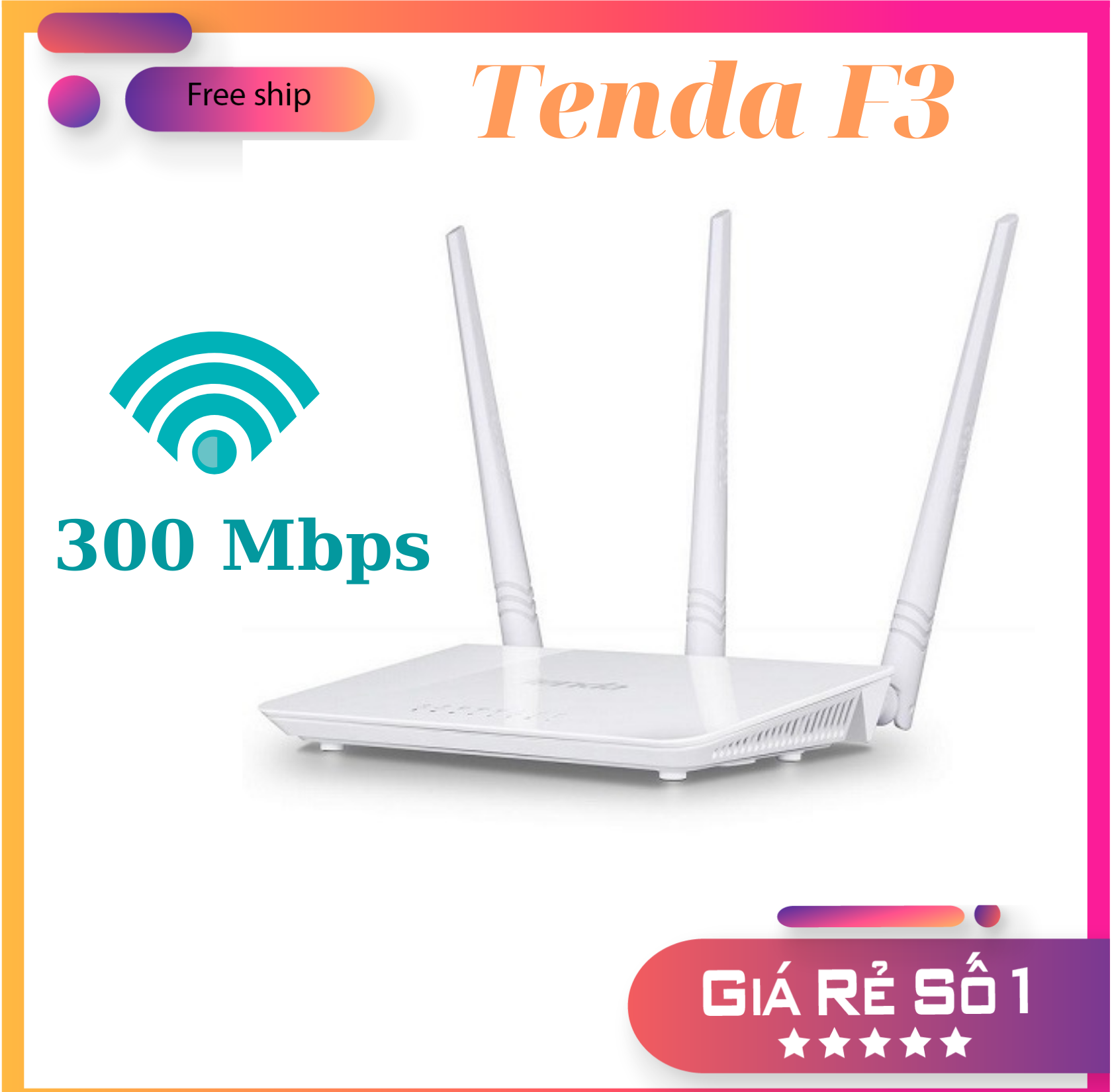 [BẢN QUỐC TẾ] Bộ kích sóng wifi Tenda F3 - Modem wifi bộ phát wifi tenda f3 chuẩn N 300 Mbps, bộ phát wifi không dây, cục kích sóng wifi cục hút wifi không dây