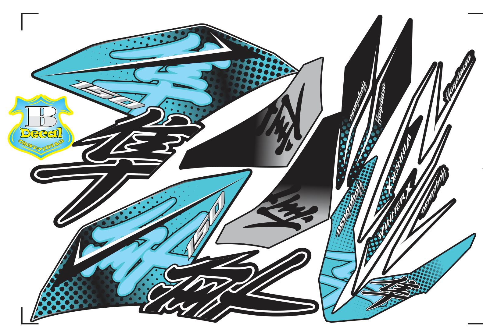 Tem rời winner X hayabusa dán xe đen