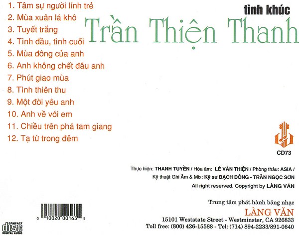 Bộ 6 đĩa Cd nhạc tiếng hát Thanh Tuyền 2