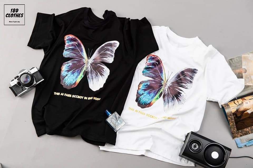 [HCM]Áo Thun Unisex Nam Nữ Form Rộng In Hình Cánh Bướm BUTTERFLY độc đẹp Vải Dày Mịn Thiết Kế Thời Trang Đường May Sắc Sảo