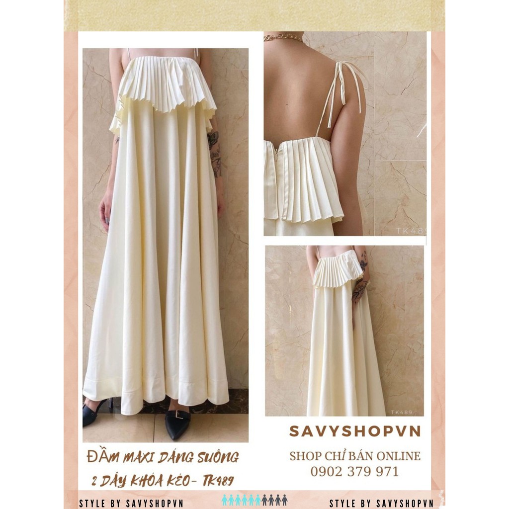 Đầm maxi 2s dáng suông phối khóa kéo