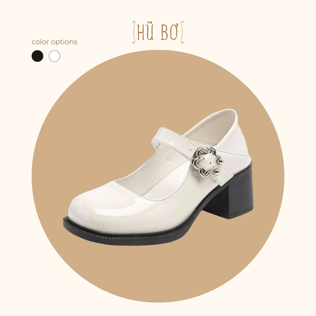 Flora Mary Jane Shoes - Giày da bò nữ (Genuine Leather)