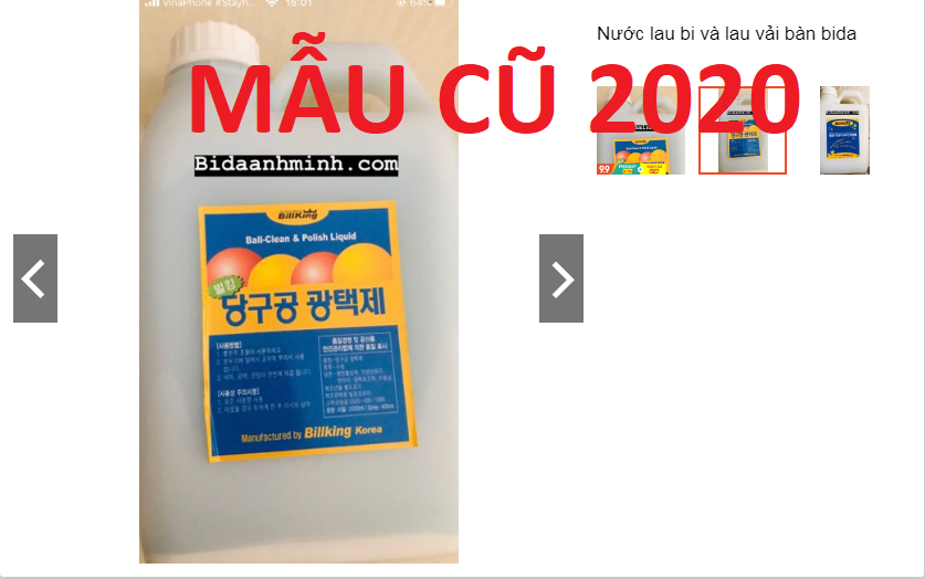[HCM]Nước lau vải bàn bida Hàn Quốc
