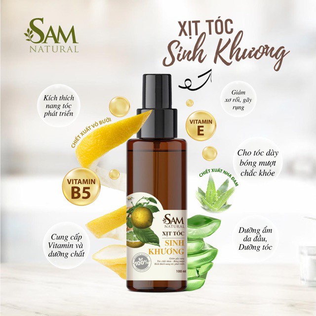Xịt Tóc Sinh Khương Sam Natural (Giúp Mọc Tóc, Dưỡng Tóc Dày, Bóng Khỏe)