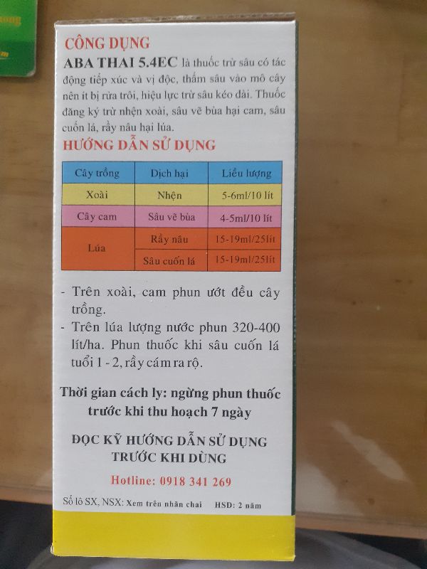 Th uốc Trừ Sâu Sinh Học Aba Thai 5.4Ec - Aba5.4Ec