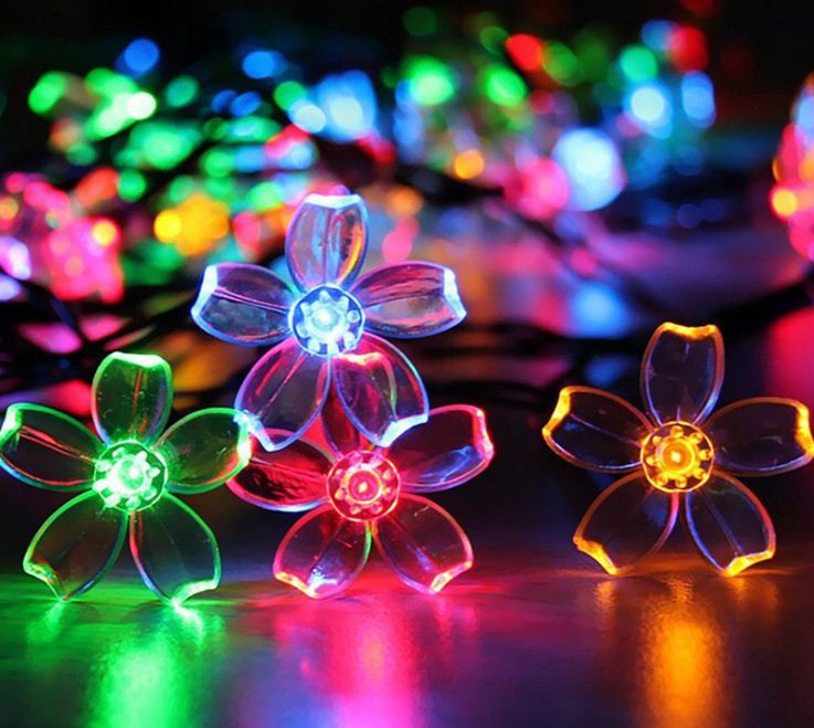 Dây đèn trang trí hoa mai chớp nhiều màu dài 4m