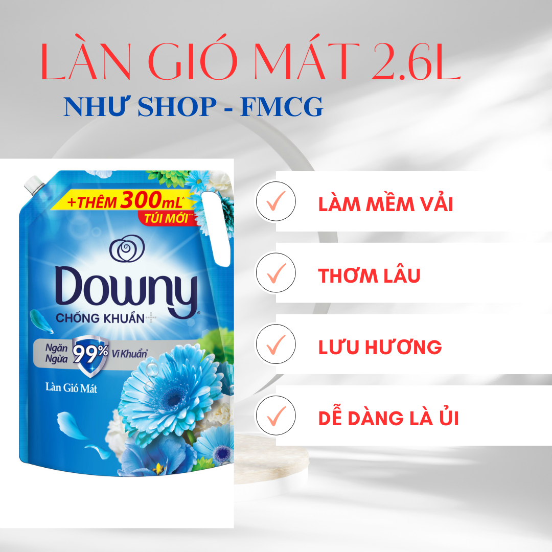 Nước xả vải downy làn gió mát 2.6 l mới - sx 2024