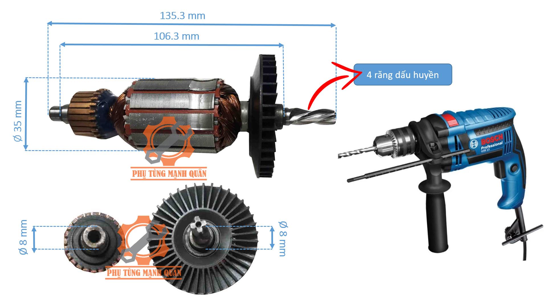 Rotor máy Khoan BOSCHH 13RE tặng kèm chổi than