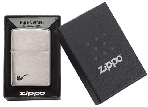 Zippo Pipe Brushed Chrome (made in USA) tem đỏ, chính hãng Mỹ - Manmate (không bao gồm xăng)