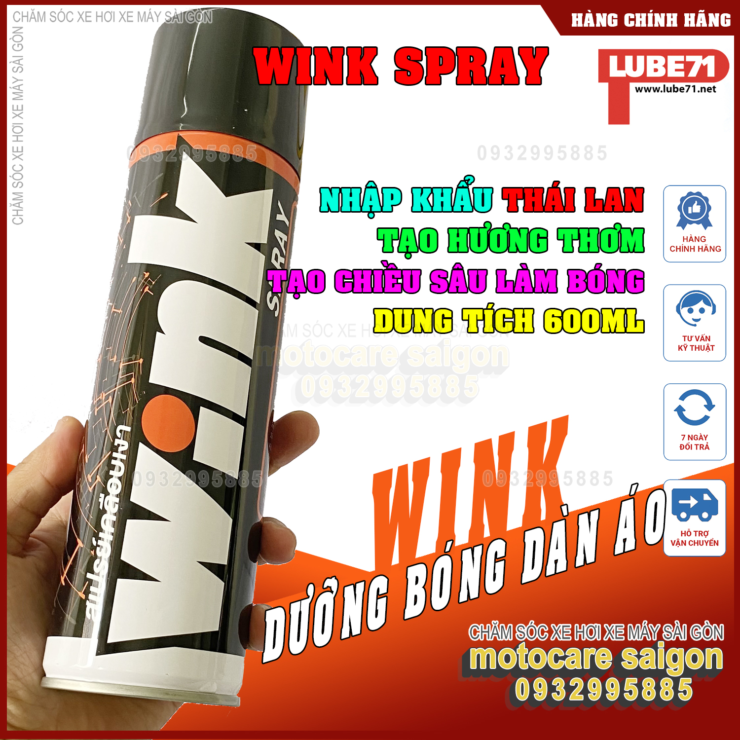 Chai xịt làm bóng nhanh dàn áo Wink 600ml