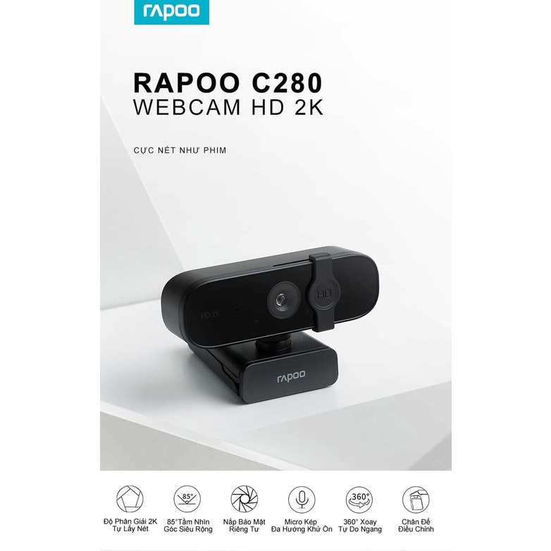 Webcam 1440P Rapoo C280 Đen