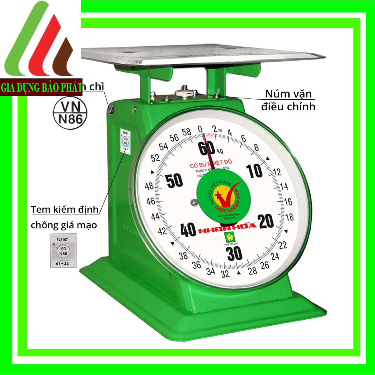 Cân đồng hồ nhơn hòa loại lớn 60kg - hàng chính hãng