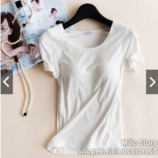 Áo Thun Cộc Tay Cotton Có Đệm Ngực Co Giãn