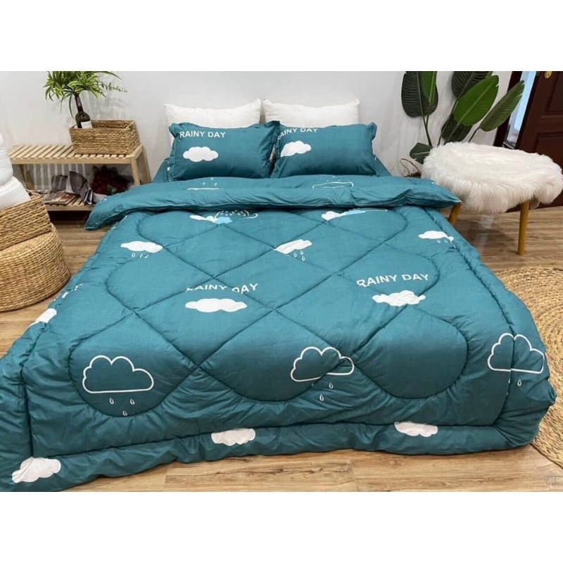 Bộ 5 món chăn phao ga gối poly cotton hàng loại 1 chăn m8x2m