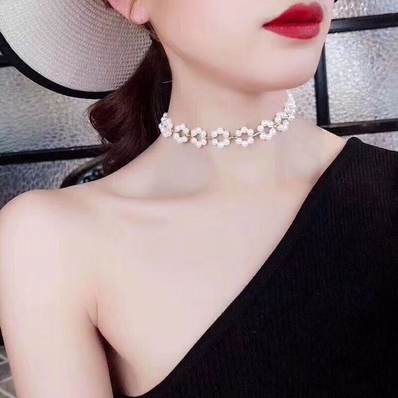 Vòng cổ Ngọc trai Tự nhiên Cao cấp Choker - Chuỗi kết chùm hoa - SEVENLOVE PEARL (3-5ly) - CTJ1405A