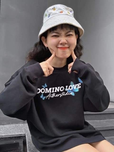 Áo Sweater nỉ họa tiết  tình yêu (trong luong tu 40kg den 65kg)