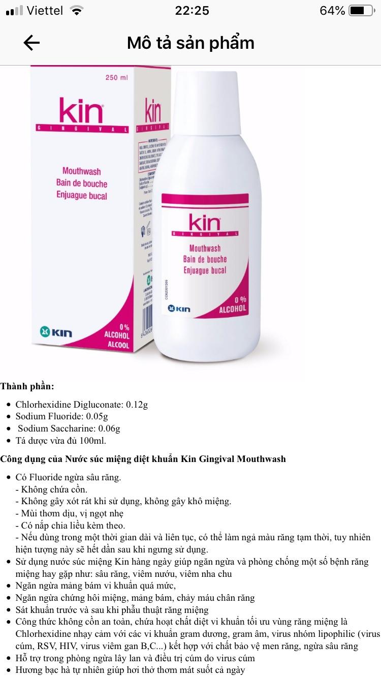 [HCM]Nước súc miệng diệt khuẩn Kin Gingival Mouthwash