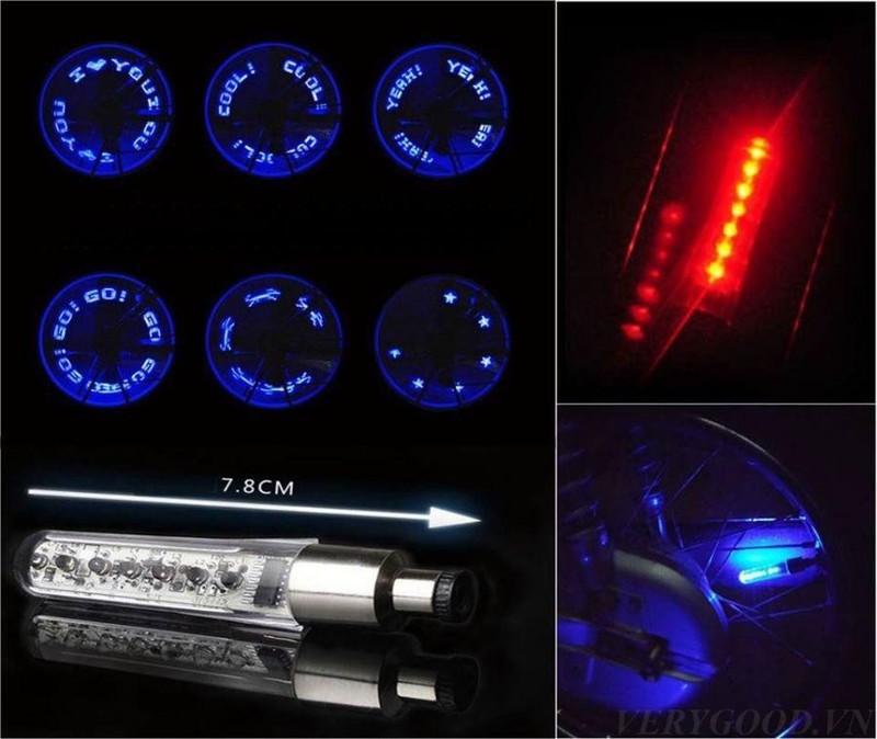 [HCM]Bộ 2 đèn led chạy chữ gắn van xe độc đáo