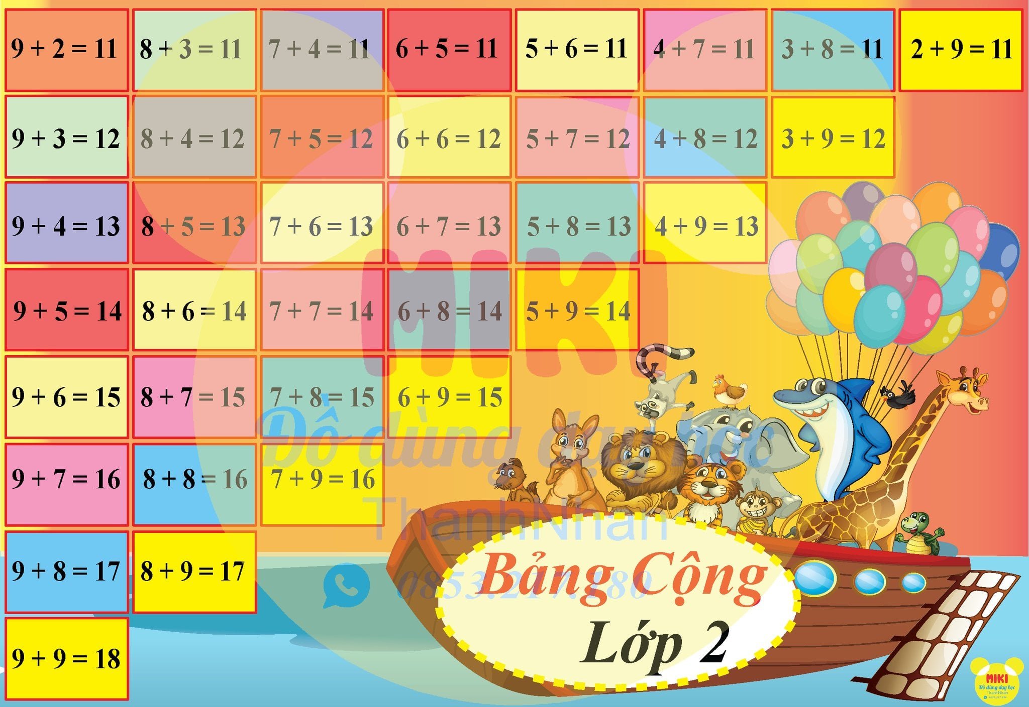 BẢNG CỘNG TRỪ LỚP 2 CTST (Đồ Dùng Dạy Học MIKI)