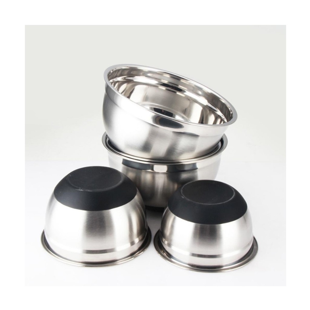 Tô Trộn Bột Đế Slicon Các Size 20cm, 22cm, 24cm ( Loại Đẹp Inox 304)