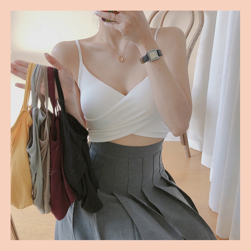 Áo Bra UNDERCOOL Cotton Thoáng Mát May Chéo Có Đệm Ngực
