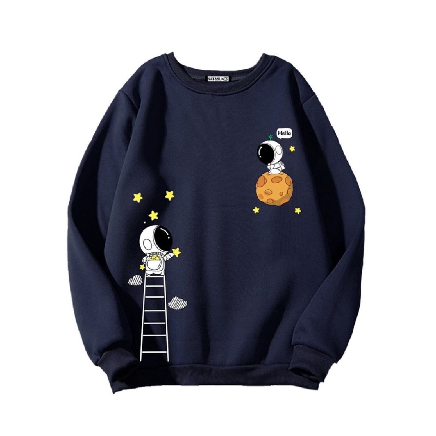 [Hoàn Tiền 15%] Áo sweater in phi hành gia leo thang siêu xinh (có 14 màu lựa chọn)