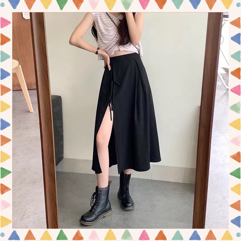 Chân Váy Midi Nữ Xẻ Tà Cá Tính, Chân Váy  M345