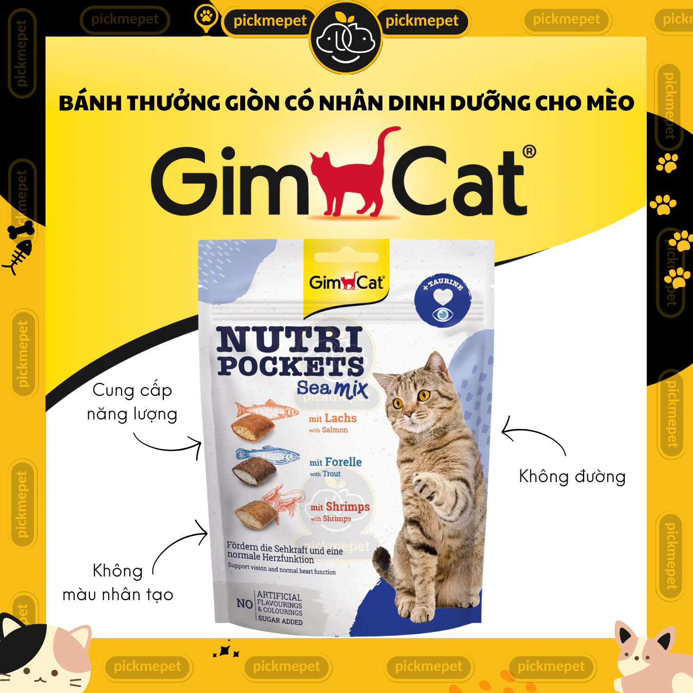 Snack GimCat Nutri Pockets - Crispy Nutritious Treat Biscuits with Stuffing for Cats