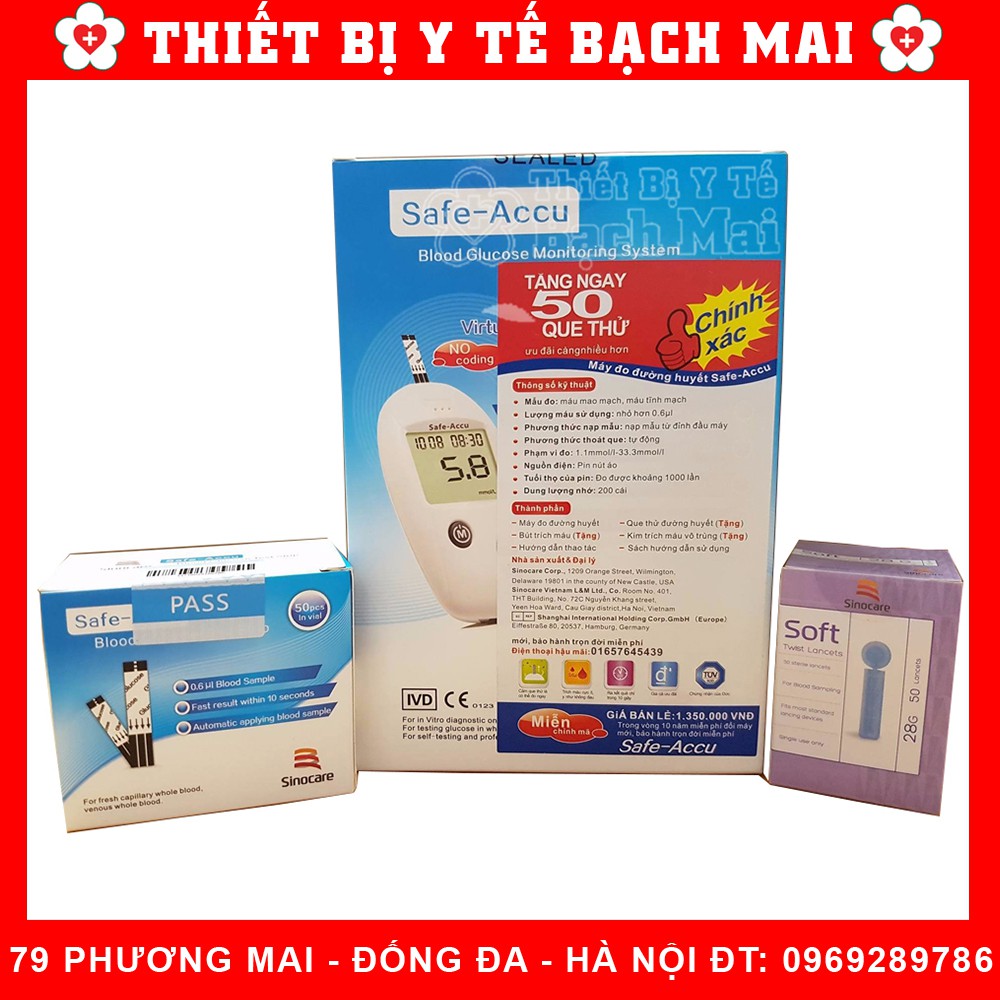 Máy Thử Tiểu Đường - Máy Đo Đường Huyết Sinocare Safe Accu