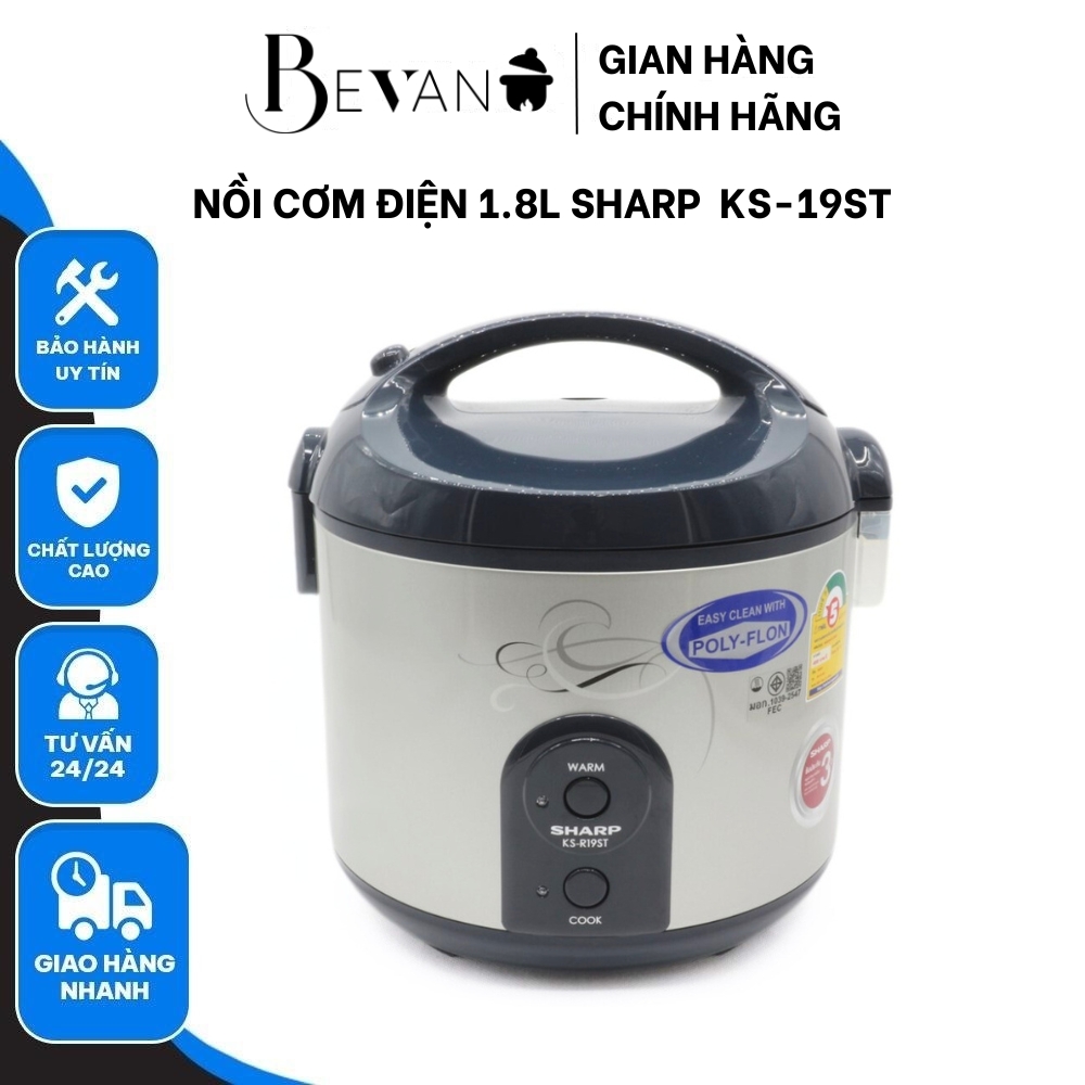 Nồi cơm điện Sharp KS-19ST thiết kế hiện đại chất lượng cao cấp công nghệ nấu cơm hiện đại - Bevano
