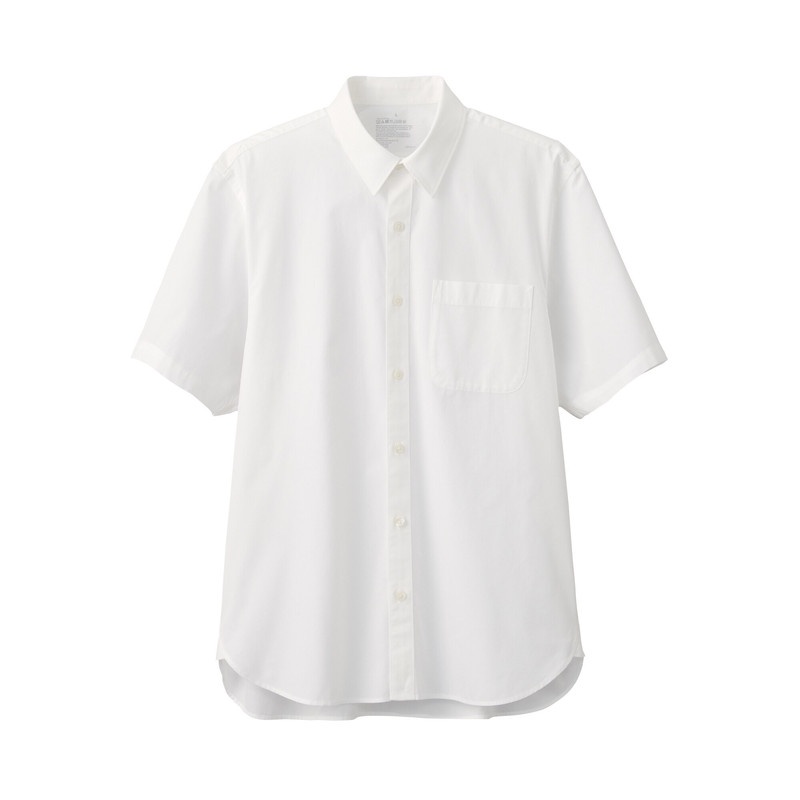 Muji Áo Sơ Mi Vải Broadcloth Washed Ngắn Tay