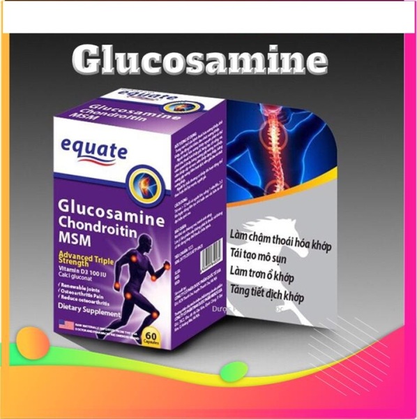 Viên uống bổ xương khớp Glucosamin equate giảm đau nhức mỏi xương khớp, giảm thoái hóa khớp - Hộp 60 viên cao cấp