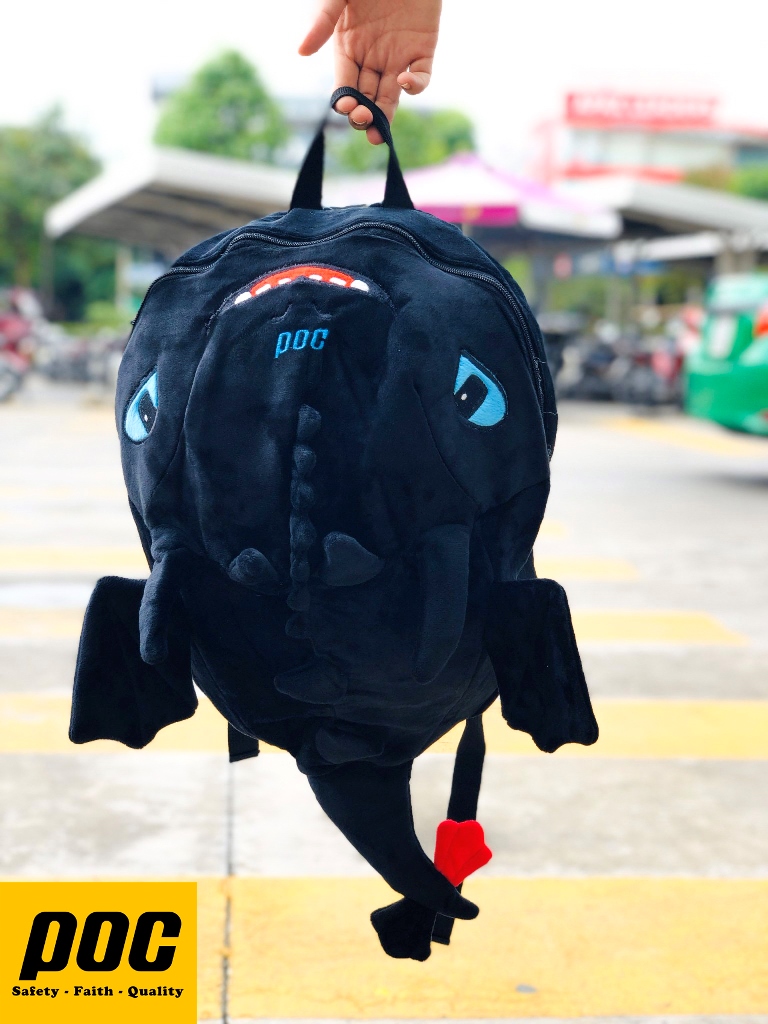 Balo rồng vải nhung cute,Balo khủng long lưới màu đen