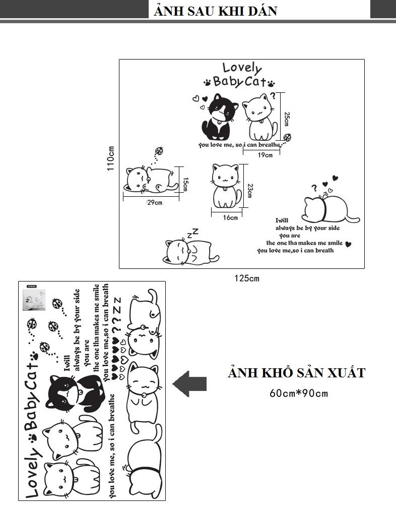 Decal dán tường Mèo xinh- T156-vivadecal