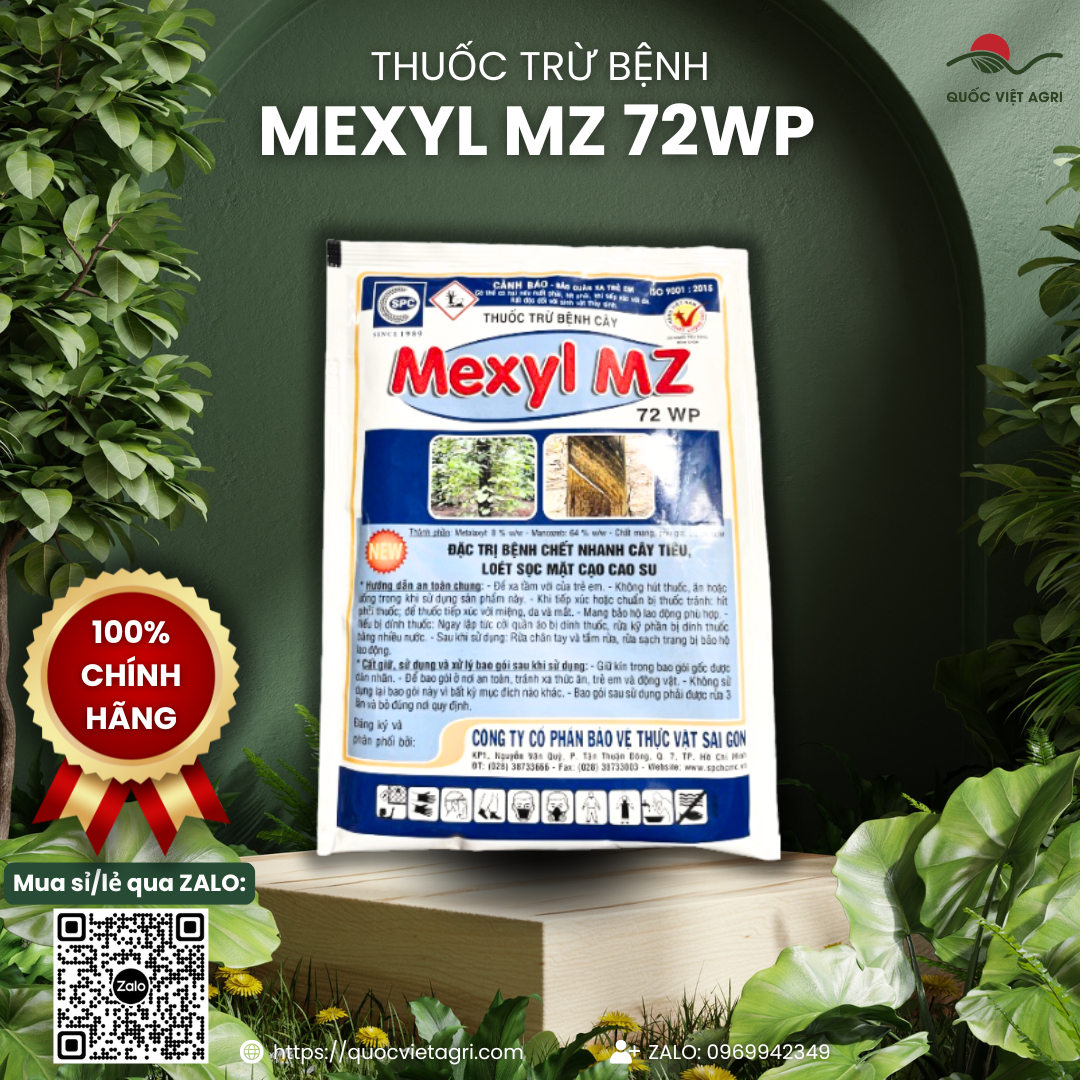 (100g-500g) Thuốc trừ bệnh MEXYL MZ 72WP - Metalaxyl 8%w/w + Mancozeb 64%w/w Trừ bệnh vàng lá, thối rễ và các loại nấm hại cây trồng