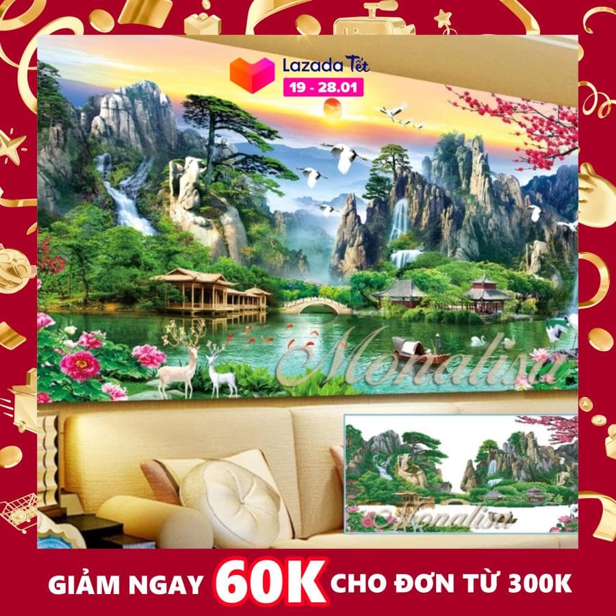 Tranh đính đá phong cảnh Y8234 160x70cm. Màu sắc tươi tắn, hạt đá ABC cao cấp. Vải chart in chuẩn 100%, hạt đá chất lượng cao Phụ kiện đầy đủ, in màu chính xác. Đây Là Bộ phụ Kiện, Không Phải tranh thành phẩm