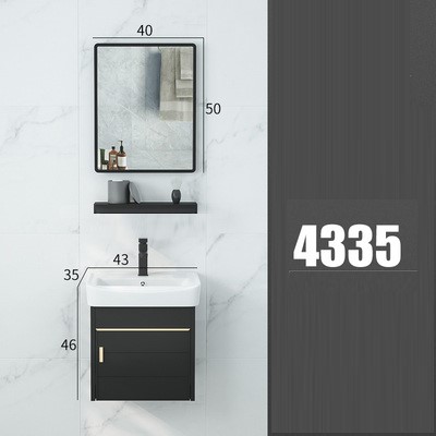 Bộ combo tủ màu đen + chậu lavabo + kệ gương + gương