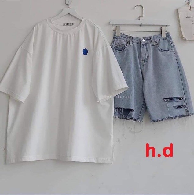 Sét áo lục giác + quần bò rách HĐ12