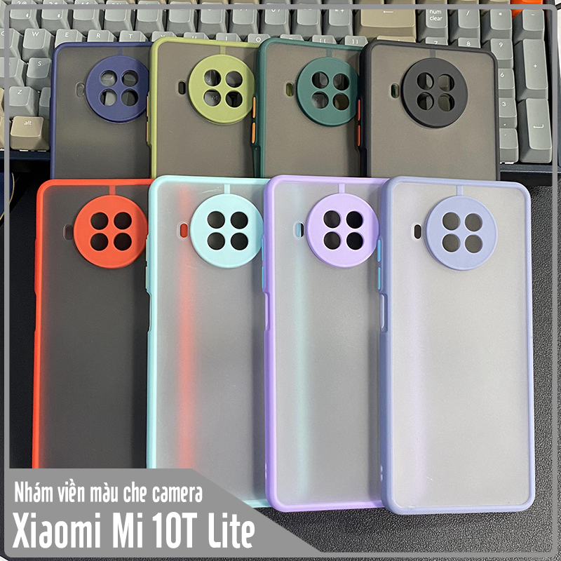Ốp lưng nhám viền màu cho Xiaomi Mi 10T Lite che camera
