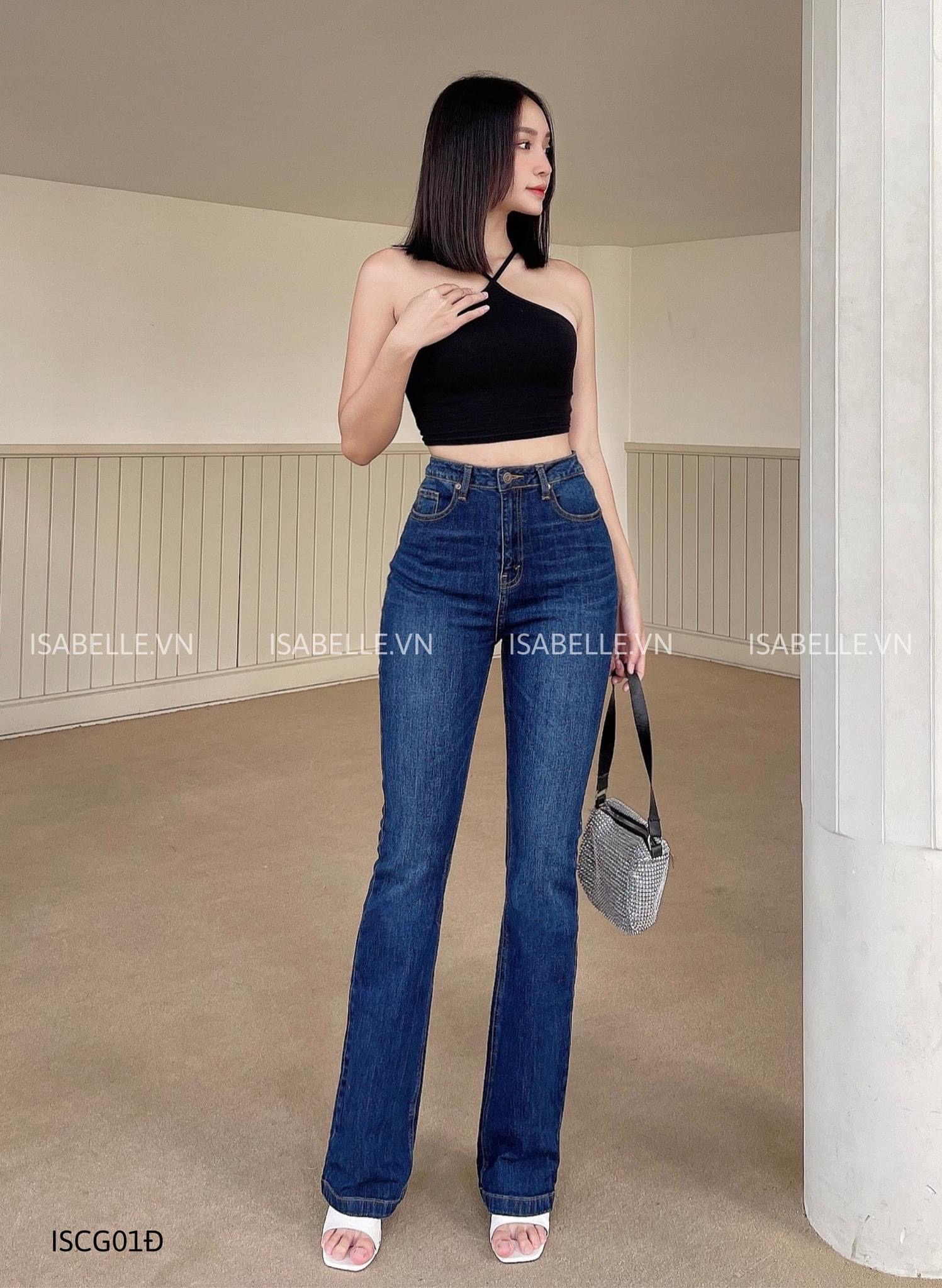 Quần dài loe nữ quần jean nữ loe quần ống loe đẹp quần bò nữ ống bass dài co giãn lưng cao THE COOKIES JEANS