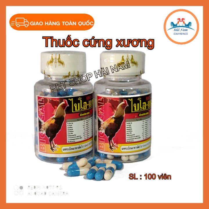 BiO Cal Thái Lan [Combo 2 lọ x 100 viên] bồi bổ gân gối, xương khớp hiệu quả,phục hồi cơ gân gà đá.thuốc nuôi gà đá