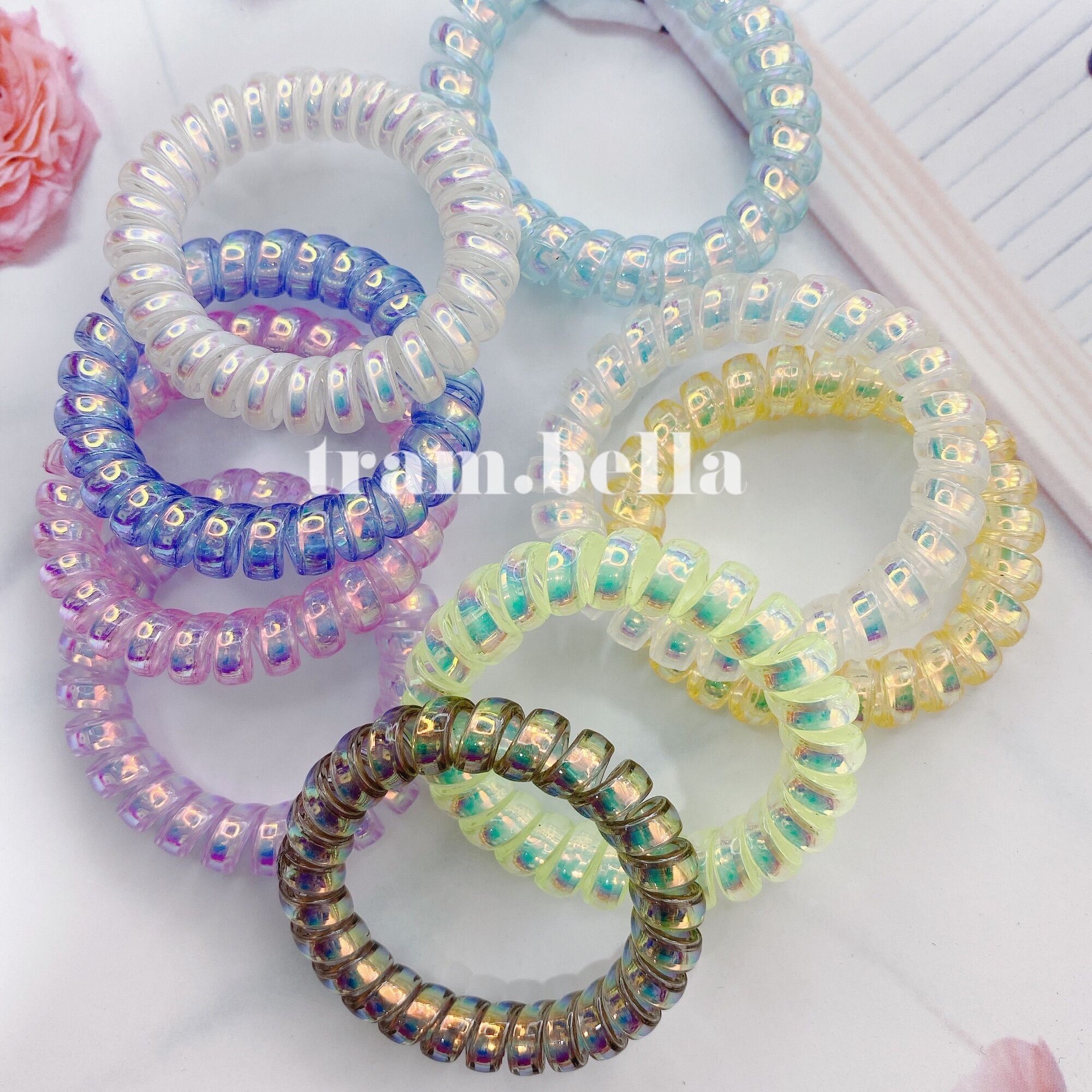 Dây cột tóc lò xo ánh nhũ - Trâm Bella