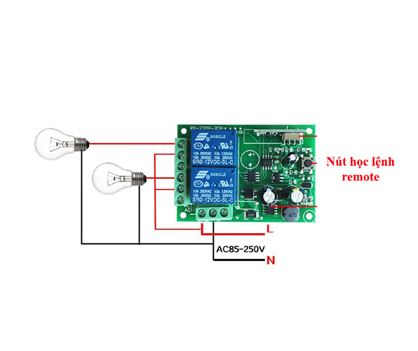 Bộ mạch điều khiền từ xa 220v  2 kênh
