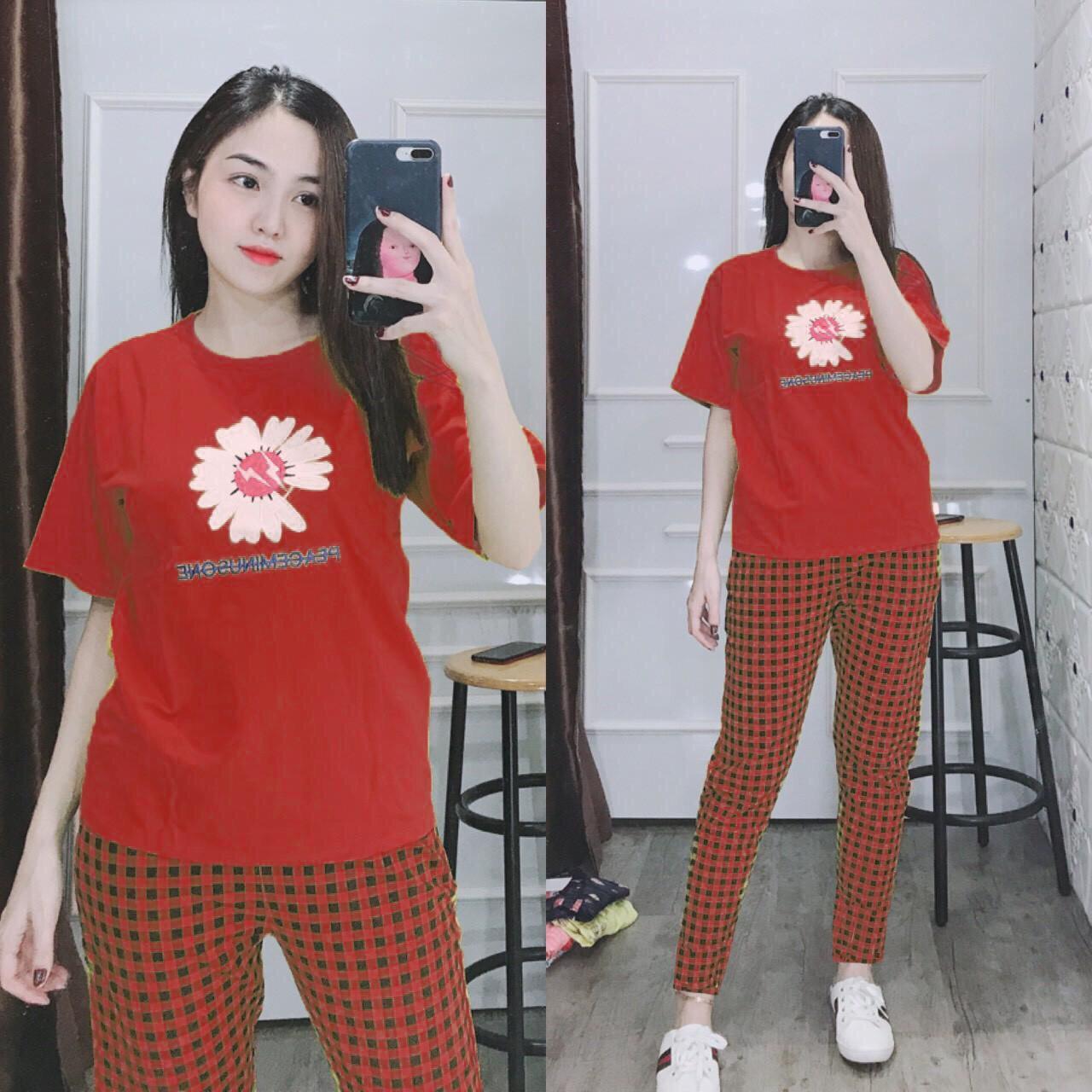 SET BỘ ĐỒ MẶC NHÀ HỌA TIẾT BÔNG HOA CỰC ĐẸP
