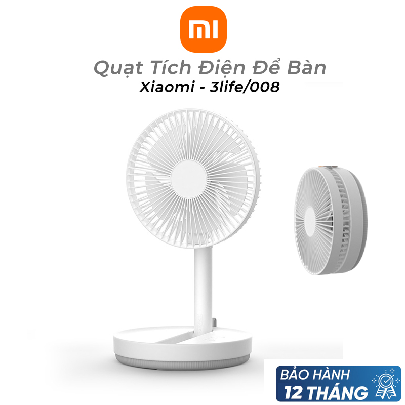 Quạt tích điện gấp gọn Xiaomi 3Life 008, dung lượng pin 8000mAh, có thể quay chuyển hướng 150 độ