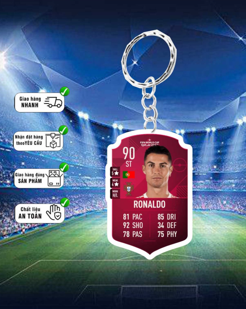 Móc khóa ronaldo icon  - móc khóa mica in 2 mặt