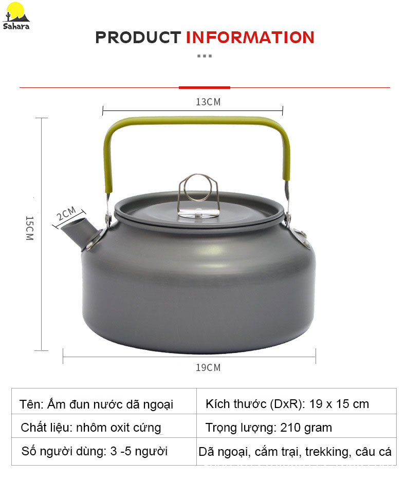 [HCM]Ấm đun nước dã ngoại DS-12 dung tích 1.2L