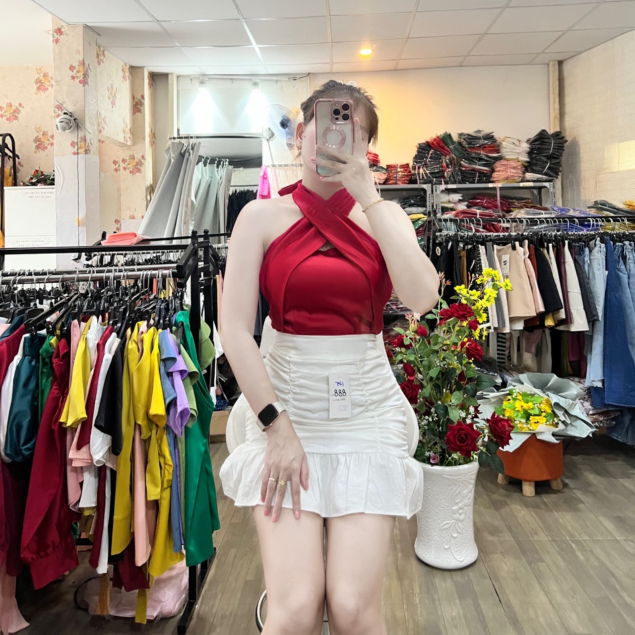 [HCM]HÌNH THẬT ÁO KATE LỤA CỔ CHÉO CÚP NGỰC NHIỀU SIZE